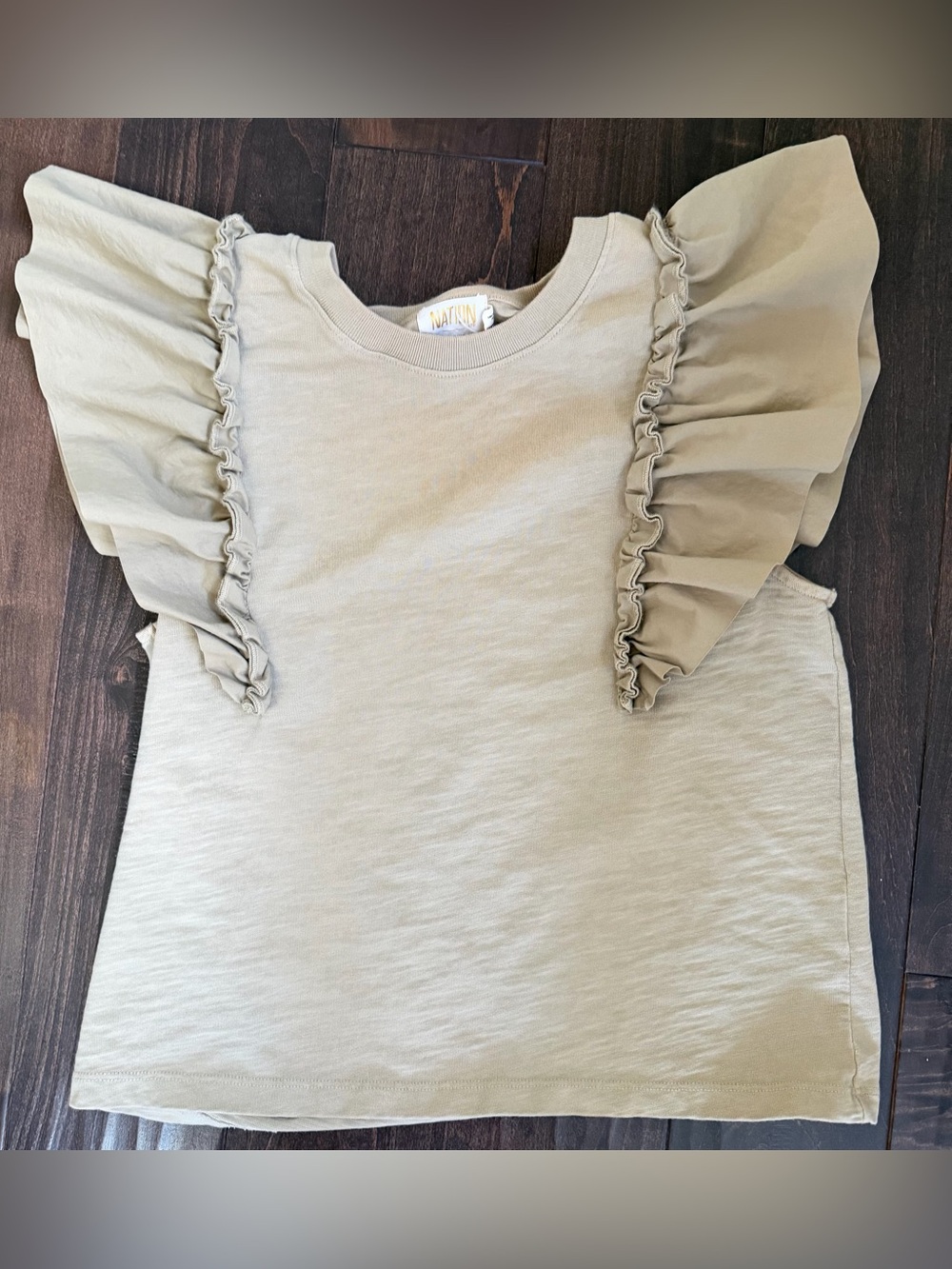 Nation LTD Ruffle Sleeve Top in Light Green